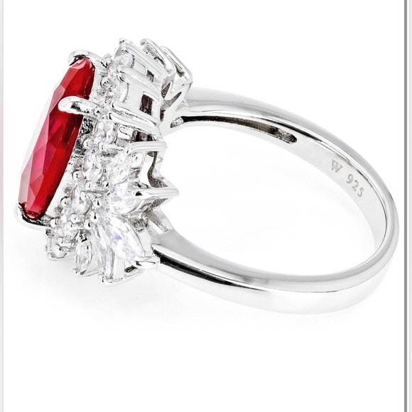 Lab Created Ruby And White Cubic Zirconia Rhodium Over Sterling Ring 6.75ctw - Picture 3 of 14